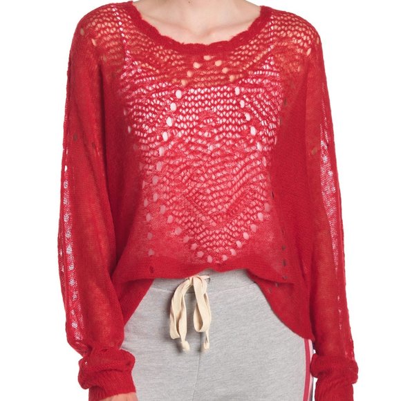 NWT Wildfox Red Alpaca Loose Knitted Sweater - M - Picture 3 of 7